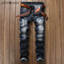 Load image into Gallery viewer, 2017 High Quality Men&#39;s Ripped Biker Jeans 98% Cotton Blue Slim Fit Motorcycle Jeans Men Vintage Distressed Denim Jeans Pants