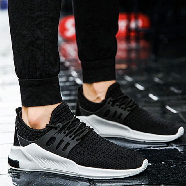 HEE GRAND New Spring Men Mesh Shoes Breathable Soft Sports Shoes Lace Up Solid Flats Man Casual Light Shoes For Outdoor XMR3041