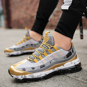 HEE GRAND Men's Casual Shoes Lace-Up Mesh Flats Fashion Round Toe Comfortable Soprts Shoes Mixed Colors Breathable Shoes XMR3042