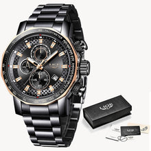 Load image into Gallery viewer, LIGE Watches Men Luxury Chronograph Stainless Steel Large Dial Quartz Men Watch Casual Sport Waterproof Watch Relogio Masculino